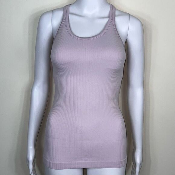 Halara Ribbed Tank Top with Built in Bra in Lilac Cream - Picture 2 of 12